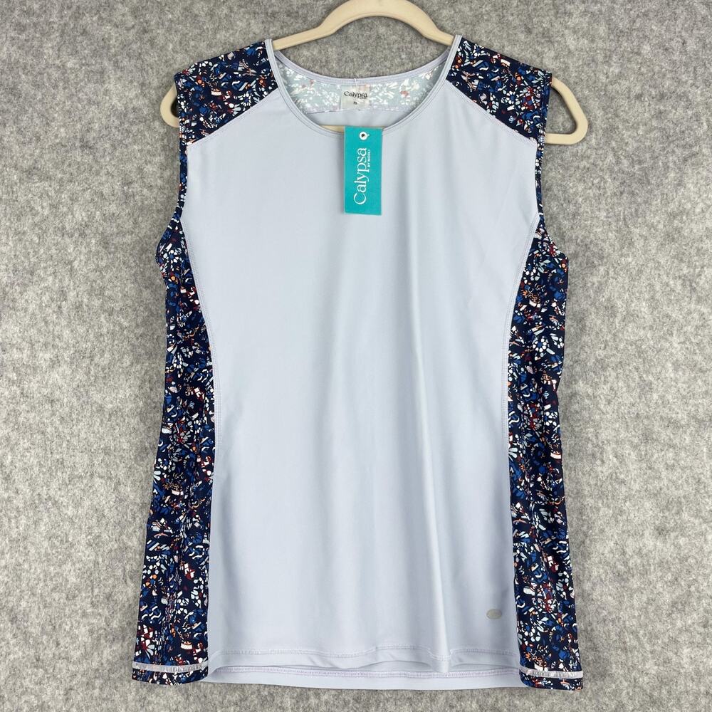 Calypsa Modli Maya Loose Fit Swim Top Womens XL Blue Sleeveless NEW‎